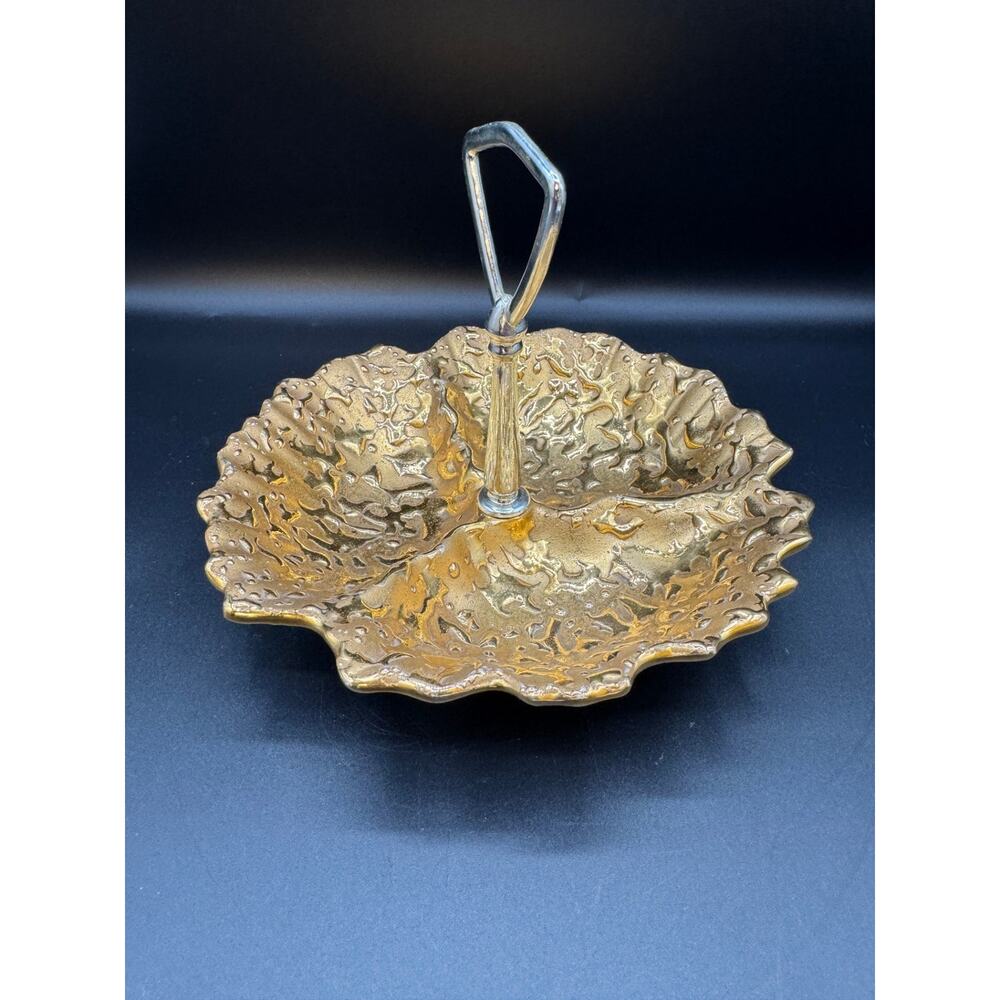 22K Weeping Gold Candy Dish 3 Section